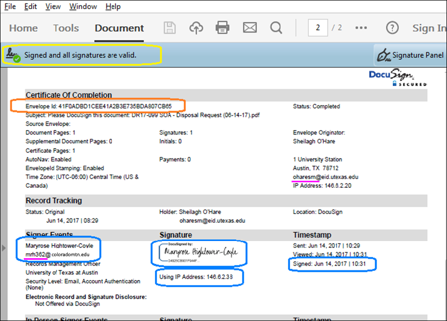 Reviewing usernames in Certificate of Completion Reviewing usernames in Certificate of Completion