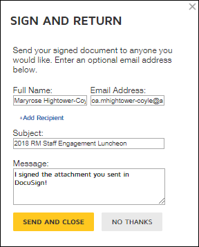 Sending a Signed Document Sending a Signed Document