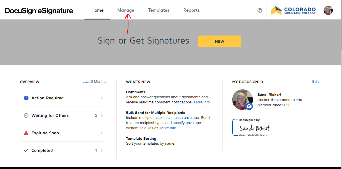 Screen grab of sending an envelope menu options